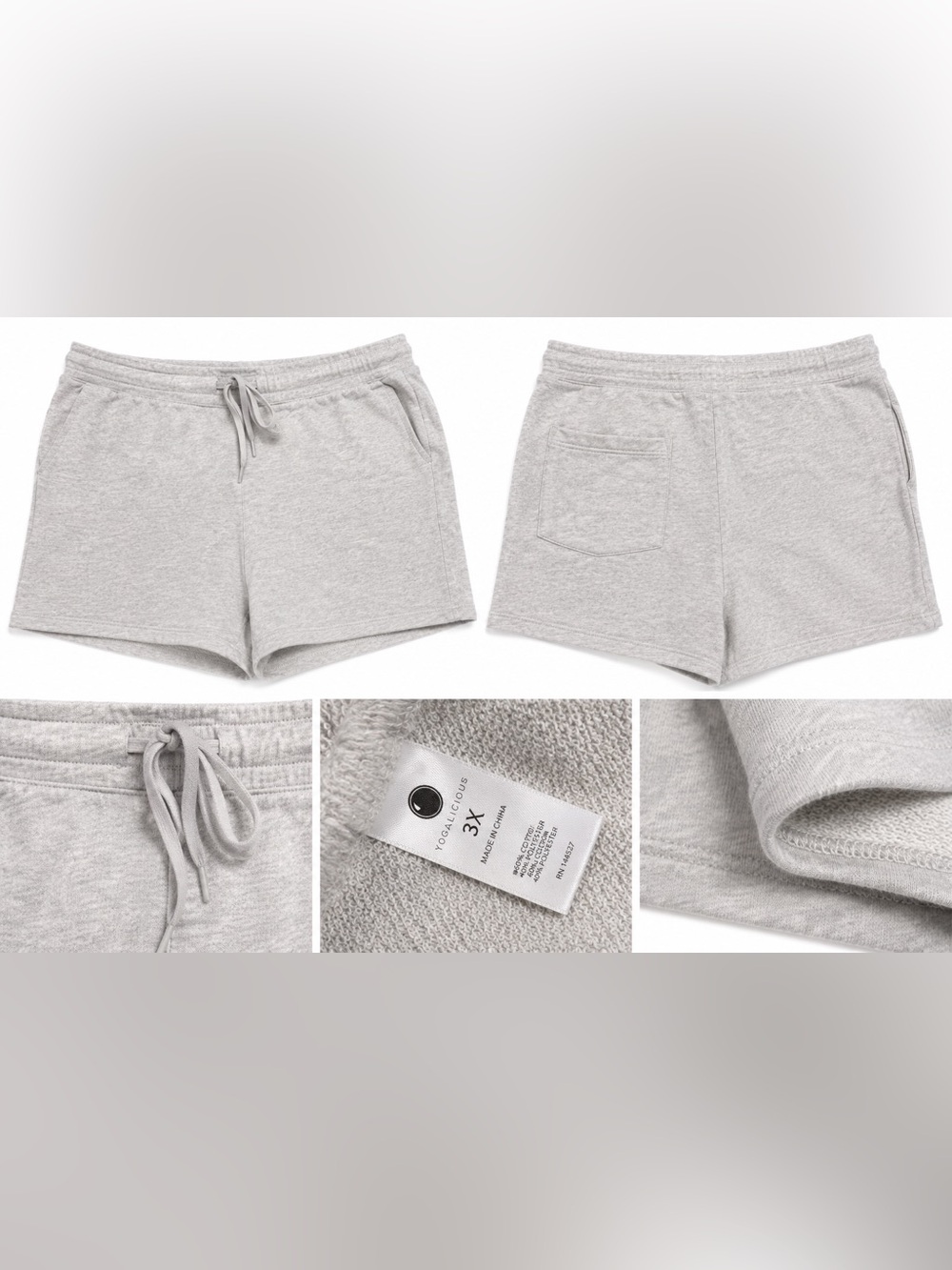 Gray Lounge Sweat Shorts Women’s 3X Drawstring Pockets Soft Knit